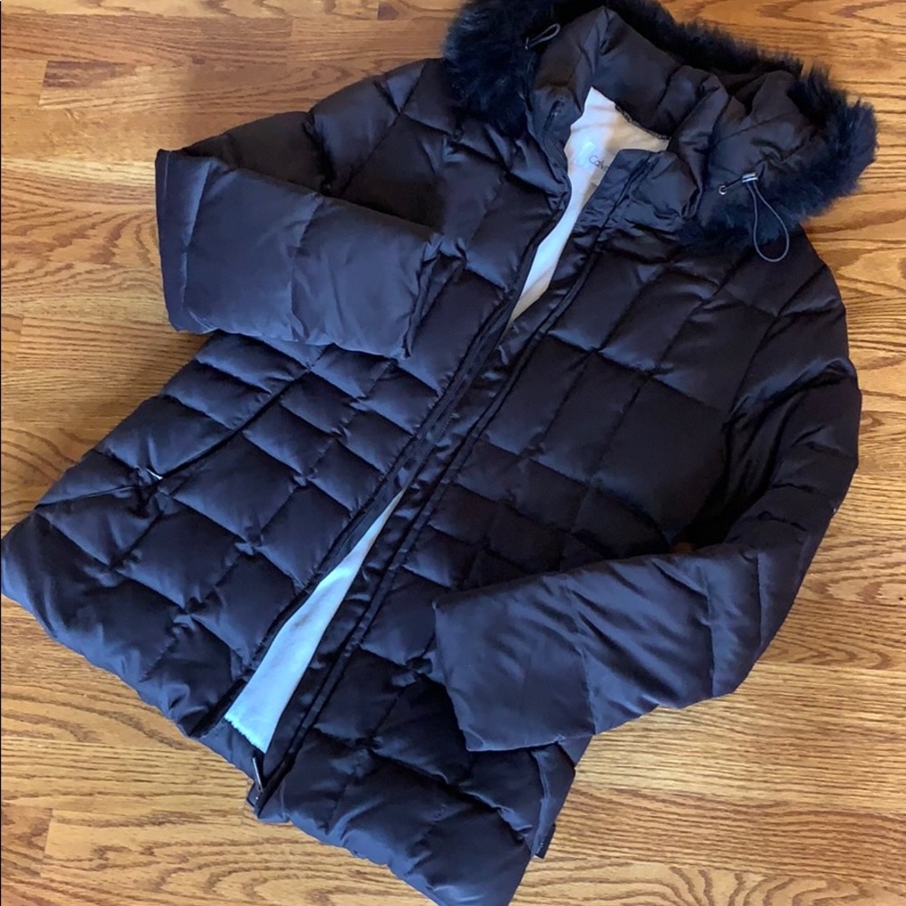 Calvin Klein Brown Down Puffer Coat